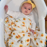 LollyBanks Swaddle Blanket Sunflower Fields Baby Swaddle Blanket