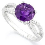 Lovely 1.96ctw Amethyst & Diamond Platinum over 925 Silver Ring - The Pink Pigs, A Compassionate Boutique