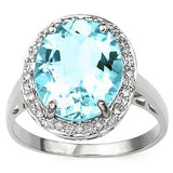 6ct Genuine Swiss Blue Topaz and Diamond Ring in 925 Silver