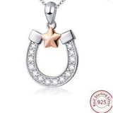 Lucky Horseshoe Sparkling Necklace Sterling Silver Rose Gold
