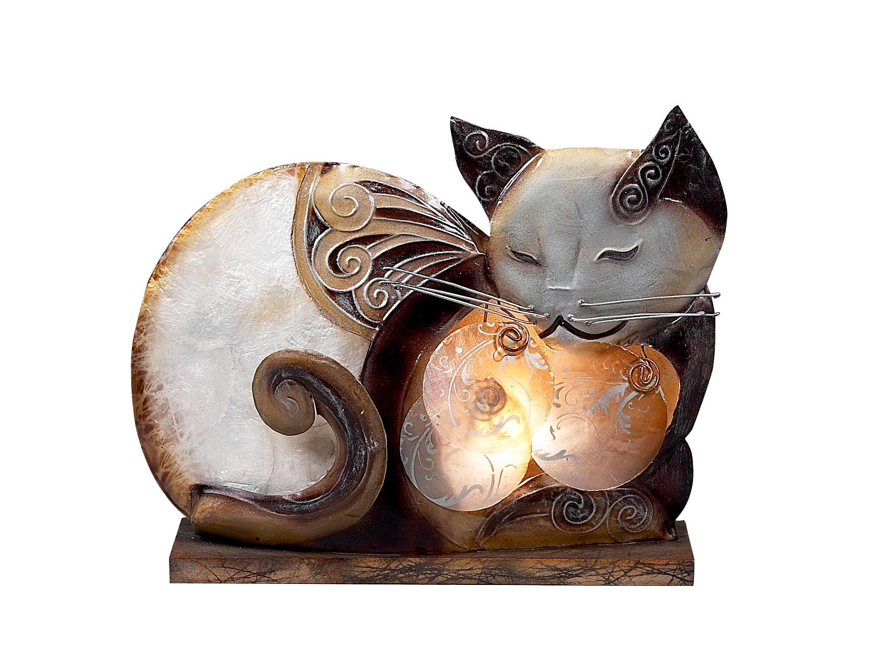Capiz Cat Lamps-Sitting or Lying & Siamese*