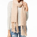 Macy's Accessories Knitted Beige Scarf With Fringe By Steve Madden Vegan