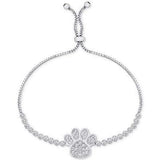 Macy's Fashion Bracelets Paw Slider Bracelet-Silver Plated with Sparkling Diamonds $100 Retail