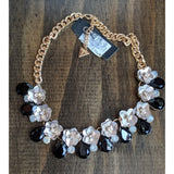 Macy's Fashion Jewelry Guess Flower Inspired Black and White Necklace and Bracelet, SET or Pieces