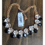 Macy's Fashion Jewelry SET Guess Flower Inspired Black and White Necklace and Bracelet, SET or Pieces