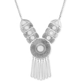 Lucky Brand Medallion Statement Necklace Silver Tone Matching Bracelets