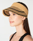 Macy's Hat Black Womens Solid Straw Visor By INC