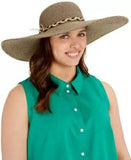 Macy's Hats Black Packable Wide Brim Hat with Braided Trim 90% UV Protection!