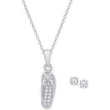 FlipFlop Girl's Sterling Silver Earring & Necklace Set