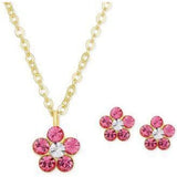 Flower Girl's Sterling Silver Earring & Necklace Set