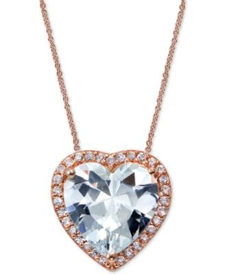 Macy's Jewelry Sets Romantic CZ Heart Necklace Giani Bernini Rose Gold Plated Italian Sterling Silver