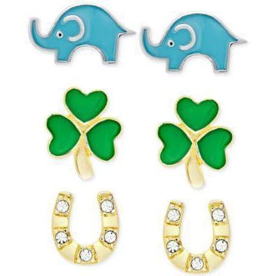 Macy's Kids Lucky Set Girls' Sterling Silver Earring Sets