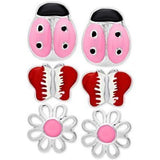 Macy's Kids Pink Lady Bug Girls' Sterling Silver Earring Sets