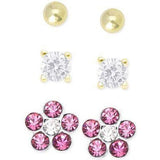 Macy's Kids Studs/Flowers Girls' Sterling Silver Earring Sets