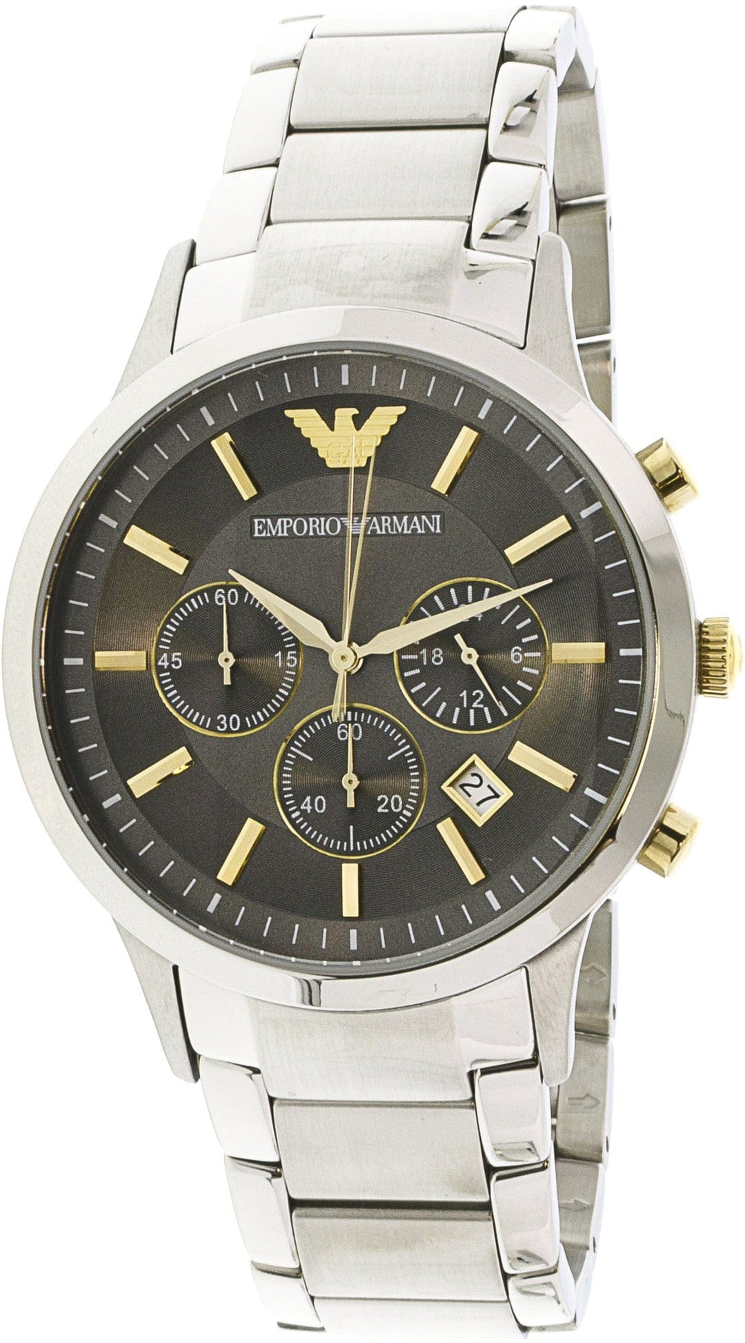 Macy's Mens Watch Emporio Armani Men's Chronograph Silver Stainless-Steel Men's Chronograph Stainless Steel Bracelet Watch 43mm