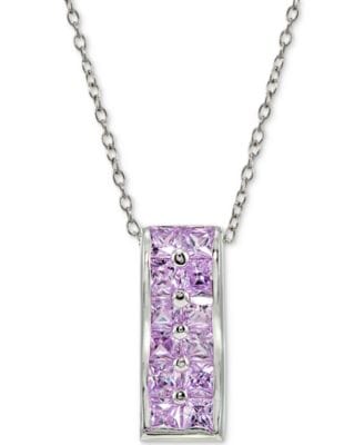 Macy's Necklaces Purple CZ Bar Italian Sterling Silver Necklace by Giani Bernini