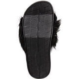 Macy's Slippers I.N.C. Faux-Fur Slide Slippers Black Size Large 9/10