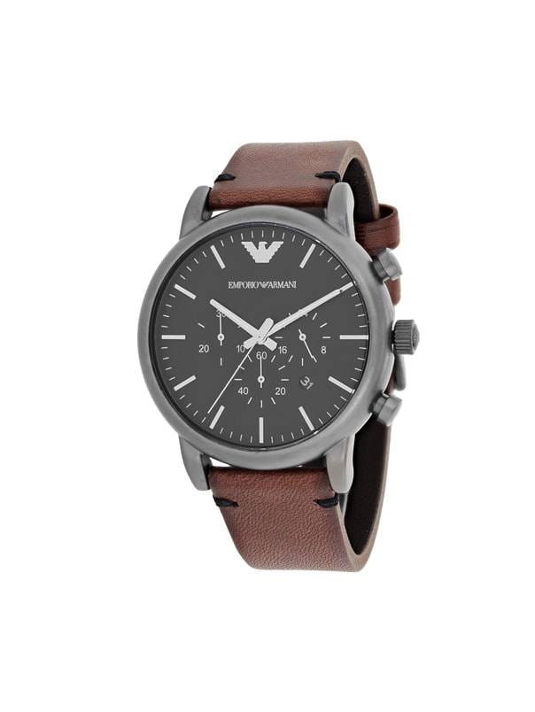Emporio Armani Watch, Men's Brown Leather Strap – The Pink Pigs
