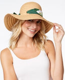 Macys Hats Palm-Print-Scarf Straw Floppy Hat