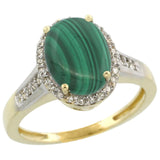 Malachite & Diamond Halo Ring in 10K Yellow Gold-Perfect and Affordable Engagement Ring!