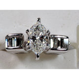 Marquise Diamond Engagement Ring in 14K White Gold, .65ct Center Diamond, .26ct Side Diamonds