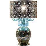 Maverick Silver and Turquoise Crystal Mosaic Base Table Lamp
