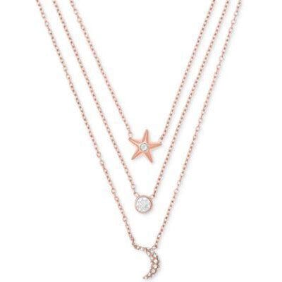 Michael Kors Rose Gold-Tone Stainless Steel Pavé Triple-Row Celestial Pendant Necklace - The Pink Pigs, A Compassionate Boutique