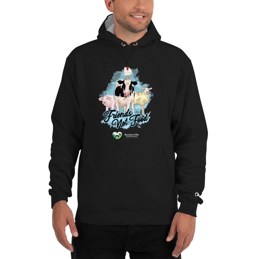 Friends Not Food - Champion Hoodie - The Pink Pigs, A Compassionate Boutique