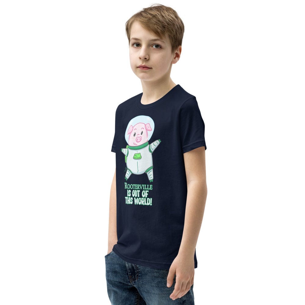 Space Pig Rooterville is Out of this World - Youth T-Shirt - The Pink Pigs, A Compassionate Boutique