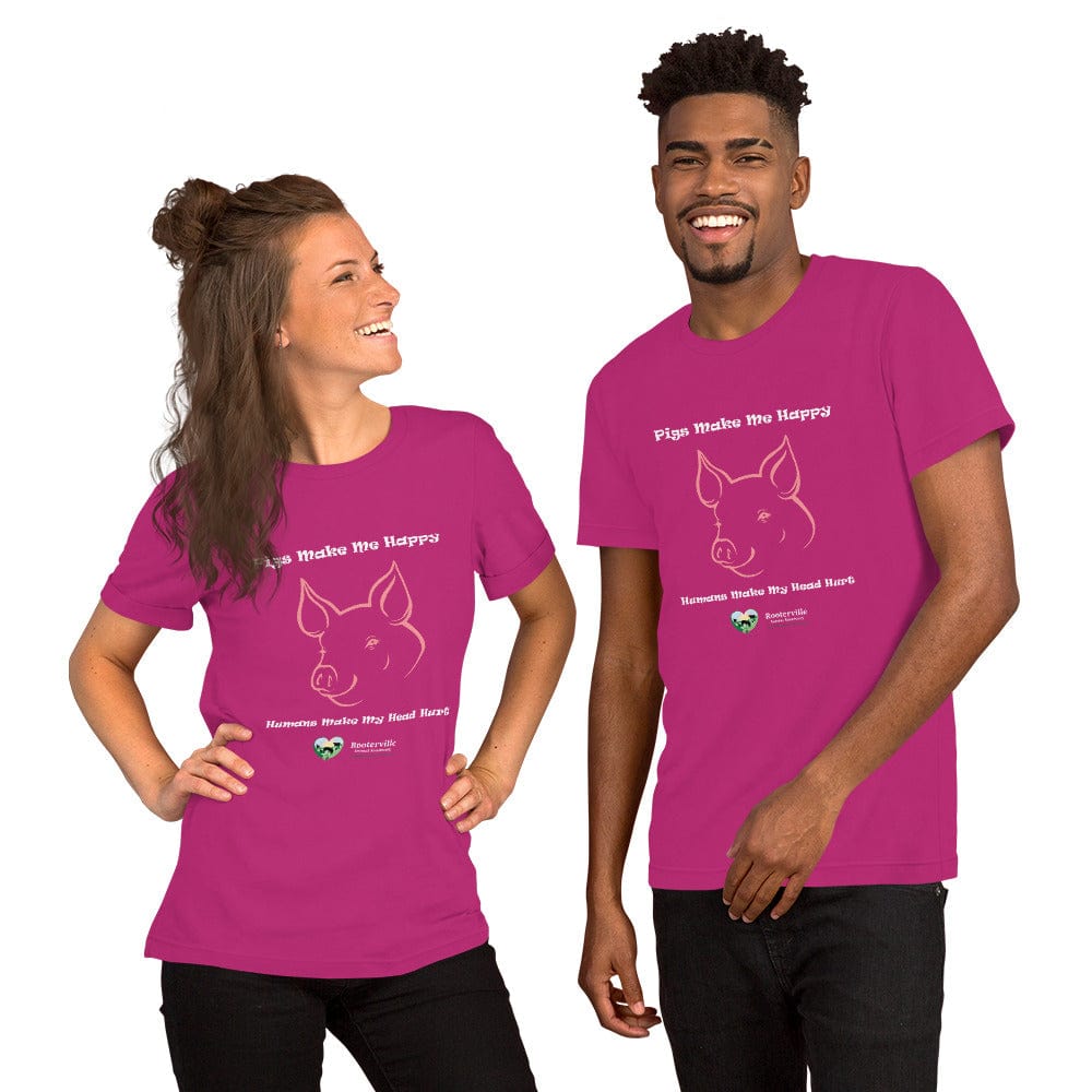 Pigs Make Me Happy Humans Make My Head Hurt - T-Shirt - The Pink Pigs, A Compassionate Boutique