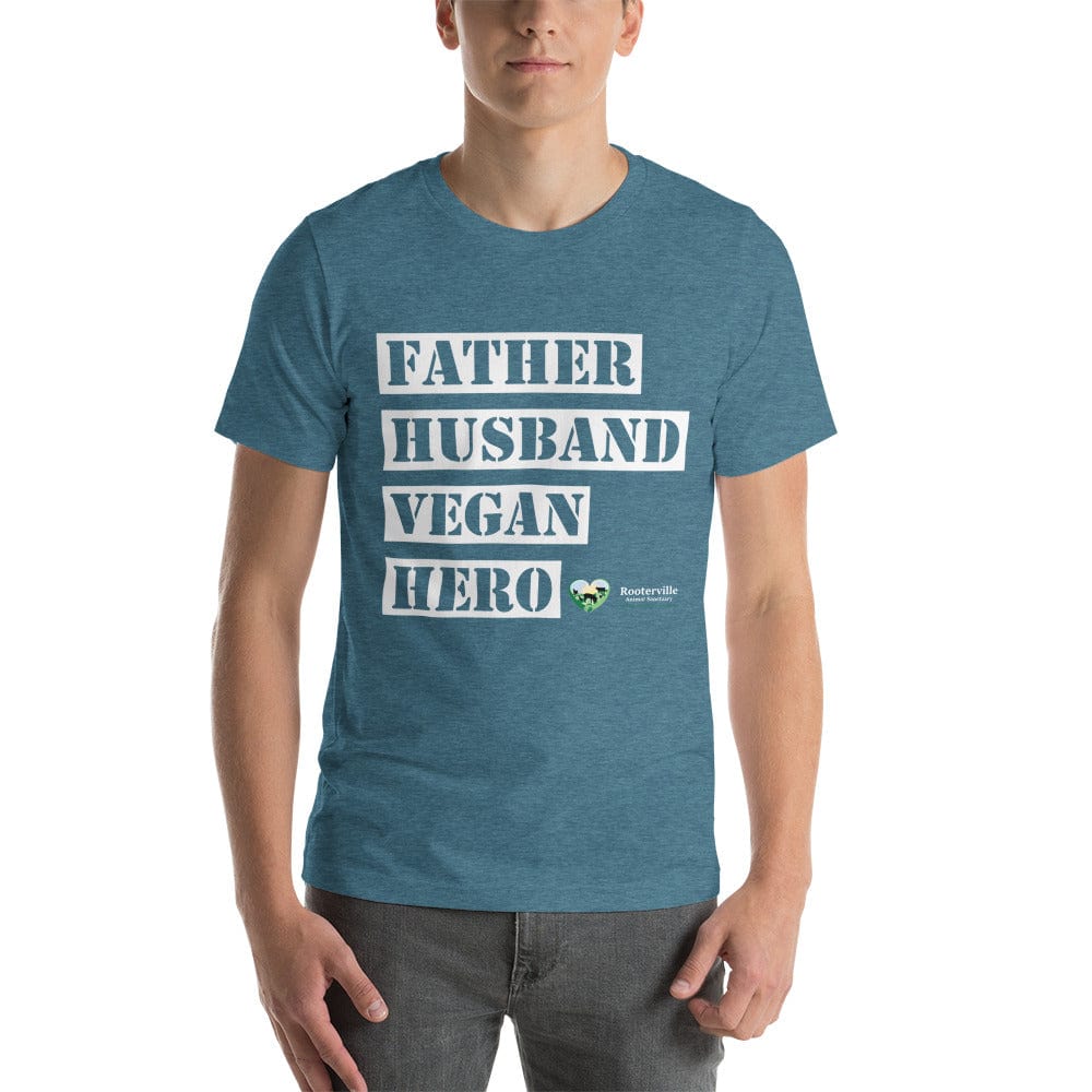 Father, Husband, Vegan, Hero - T-Shirt - The Pink Pigs, A Compassionate Boutique