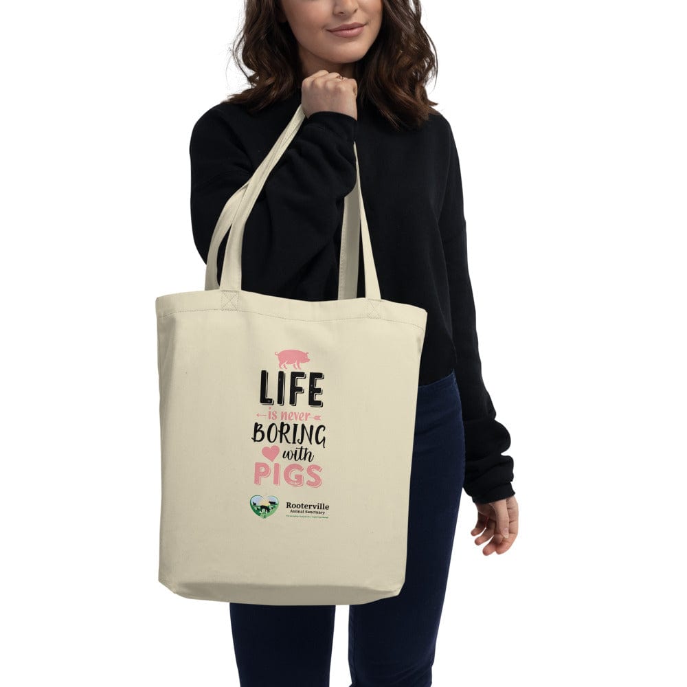 Life is Never Boring with Pigs - Eco Tote Bag - The Pink Pigs, A Compassionate Boutique