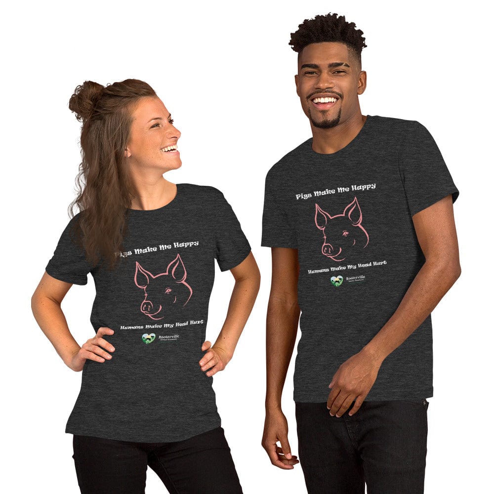 Pigs Make Me Happy Humans Make My Head Hurt - T-Shirt - The Pink Pigs, A Compassionate Boutique