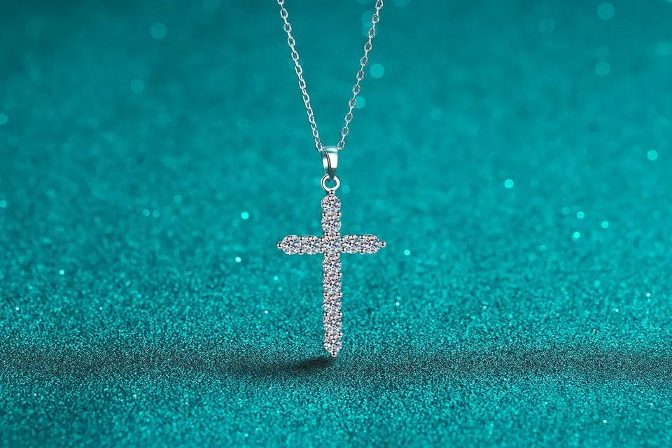 Special Buy!  Moissanite Cross Pendant 925 Sterling Silver 1.26ctw and 3.6ctw