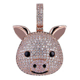 Monica Fine Fashion Jewelry-Necklace CZ Pig Pendant Sterling Silver or LRG Stainless Steel for Men