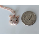 Monica Fine Fashion Jewelry-Necklace CZ Pig Pendant Sterling Silver or LRG Stainless Steel for Men