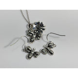 Monica Fine Fashion Jewelry-Necklace Honey Bee Necklace and Earrings SET-Cutest Little Bees! Sterling Silver