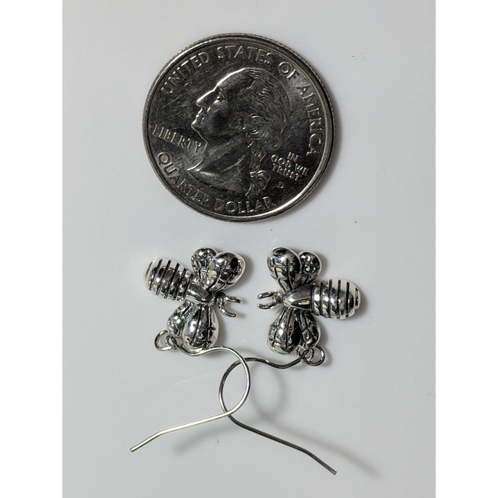 Monica Fine Fashion Jewelry-Necklace Honey Bee Necklace and Earrings SET-Cutest Little Bees! Sterling Silver