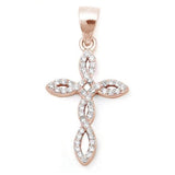 Monica Fine Fashion Jewelry-Necklace Infinity Cross Rose Cross Necklace Pendant Sterling Silver