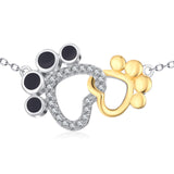 Monica Fine Fashion Jewelry-Necklace Interlocking Paws Necklace for Pet Lovers!  Solid Sterling Silver