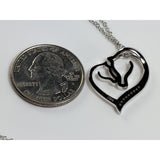 Monica Fine Fashion Jewelry-Necklace Mare & Foal Horse Head Heart Pendant Sterling Silver, Beautiful Gift for Horse Lovers!