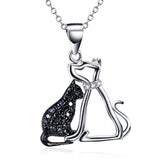 Monica Fine Fashion Jewelry-Necklace Necklace Cat and Dog Necklace and Paw Heart Ring in Sterling Silver with Black & White Cubic Zirconia, Adorable!