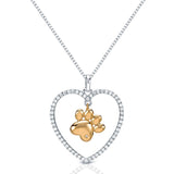 Monica Fine Fashion Jewelry-Necklace Necklace Paw in a Heart Necklace in Sterling Silver with Cubic Zirconia-Unique and Beautiful!