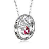 Monica Fine Fashion Jewelry-Necklace Red CZ Sterling Silver Paw Print Necklace - Pet Jewelry for Pet Lovers