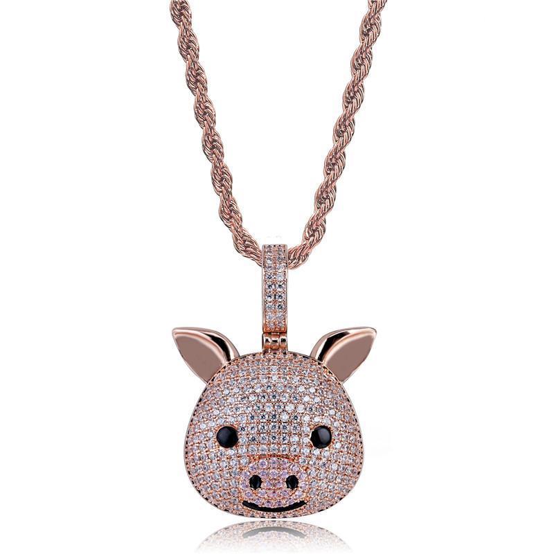 Monica Fine Fashion Jewelry-Necklace SS CZ Pig Pendant Sterling Silver or LRG Stainless Steel for Men