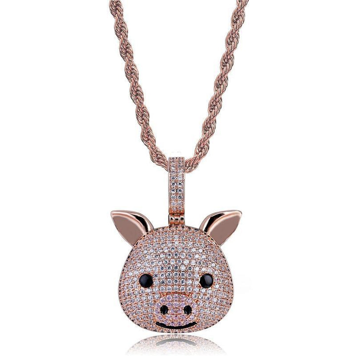 Monica Fine Fashion Jewelry-Necklace SS CZ Pig Pendant Sterling Silver or LRG Stainless Steel for Men