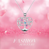 Monica Fine Fashion Jewelry-Necklace Tree of Life in a Heart Sterling Silver Pendant with Necklace