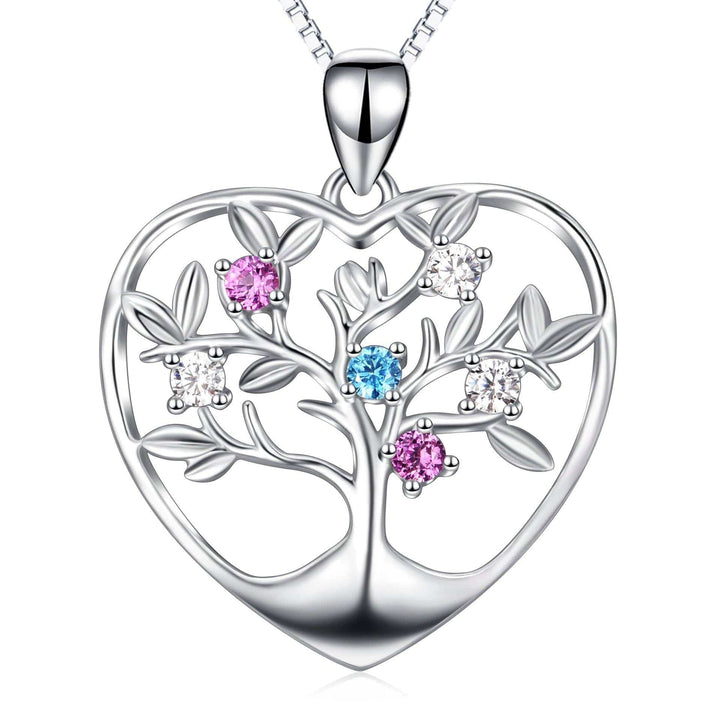 Monica Fine Fashion Jewelry-Necklace Tree of Life in a Heart Sterling Silver Pendant with Necklace