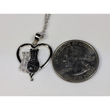 Monica Fine Fashion Jewelry-Necklace Two Cats in a Heart Necklace in 925 Silver, Darling!  White and Black Kitties