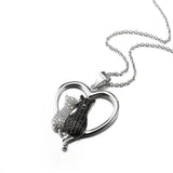 Monica Fine Fashion Jewelry-Necklace Two Cats in a Heart Necklace in 925 Silver, Darling!  White and Black Kitties